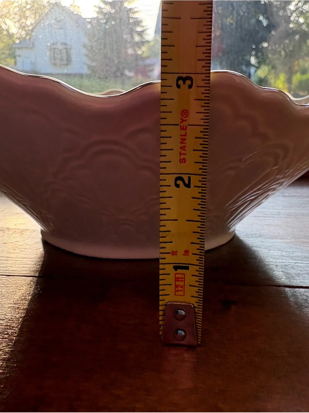 Lenox White Embossed Ceramic Serving Bowl with Gold Trim
